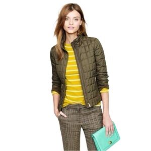 J. CREW Snowcap Quilted Puffer 70%  Down Coat Jacket  M Hunter Green